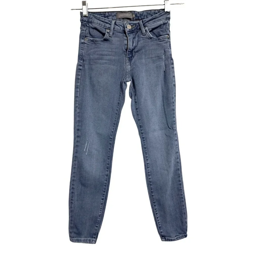 Just USA Womens Skinny Fit Mid-Rise Blue Denim Jeans Sz 25 USA Grunge